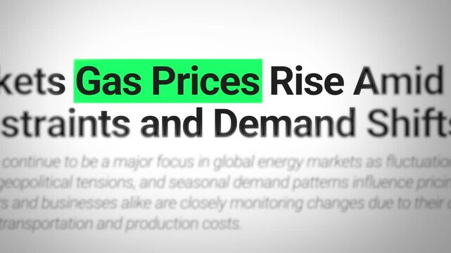 Gas prices typography concept highlighting economic changes and consumer impact, 4k animation for financial insights.