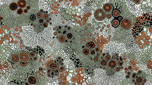 Abstract microscopic organic cell pattern texture with colorful circular shapes organic cells abstract background biology texture micro structure seamless pattern scientific background abstract