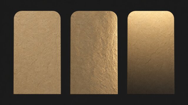 Set of 3 sandstone background variations side by side, warm earth texture collection in three different light situations with copy space for poster, web hero and presentation design