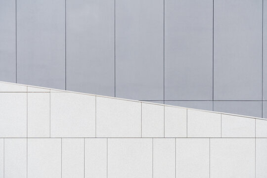 Minimalist Geometric Facade with Gray and White Architectural Panels