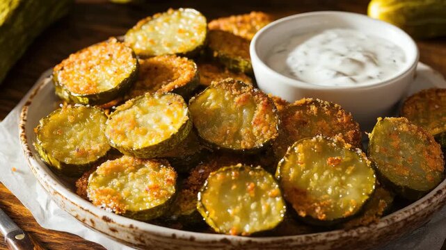 Crispy Fried Pickle Slices with Creamy Dipping Sauce