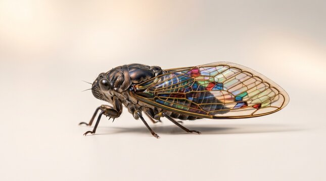 Exotic cicada with stained glass