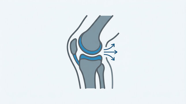 Knee Joint Anatomy with Arrows Showing Movement