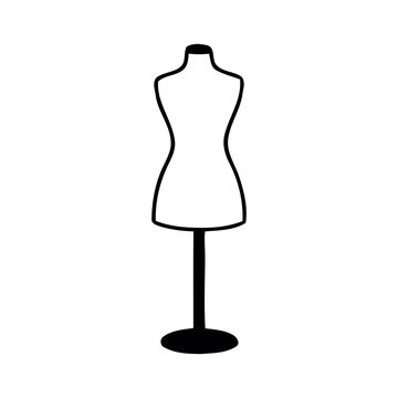 Female Dressmaker Mannequin Line Art Illustration for Fashion Design Tailoring and Sewing Projects