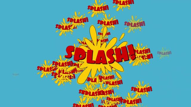 Vibrant 3D splash text explosion with dynamic water and light effects for high-energy branding