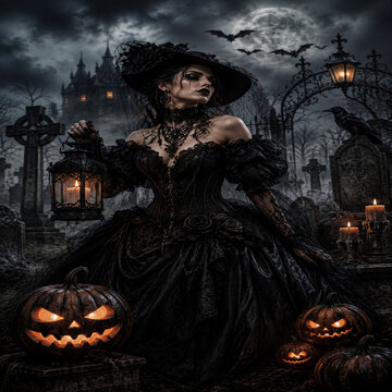 halloween witch with a pumpkin