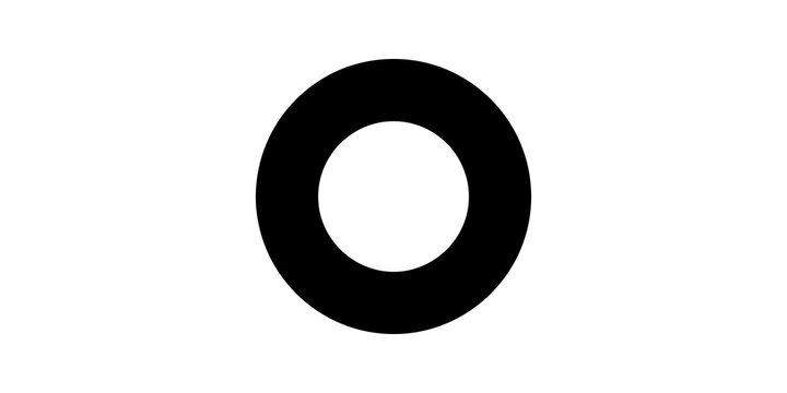 Thick black circular ring icon vector illustration featuring round donut shape geometry symbol for modern graphic design layout logo framing and abstract branding.