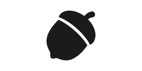 Black acorn icon, symbolizing nature, growth, and potential, isolated on transparent background for autumn or forest themes. © Ahmadhassan