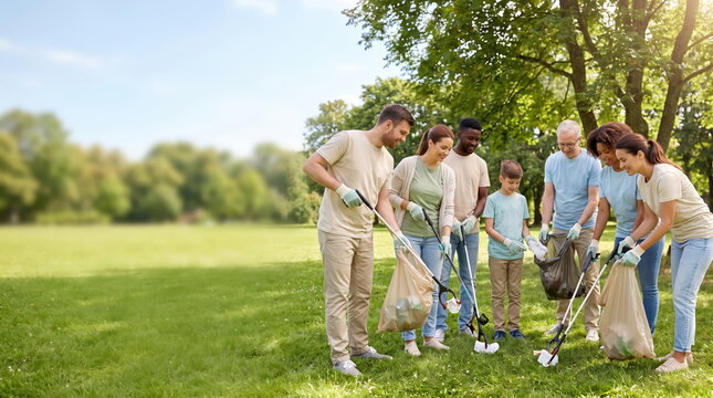 Volunteers participating in community cleanup event at local park