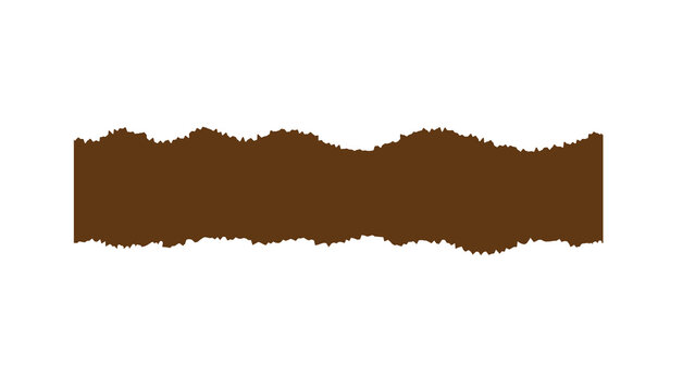 Brown torn paper strip with rough jagged edges