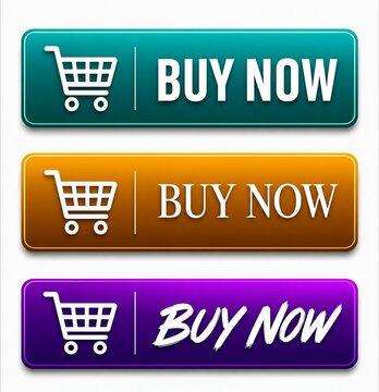 Modern buy now shopping cart button with colorful gradient background