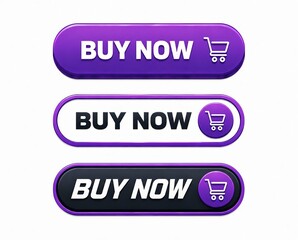 Fototapeta premium Modern buy now button with shopping cart icon in vibrant purple and black styles