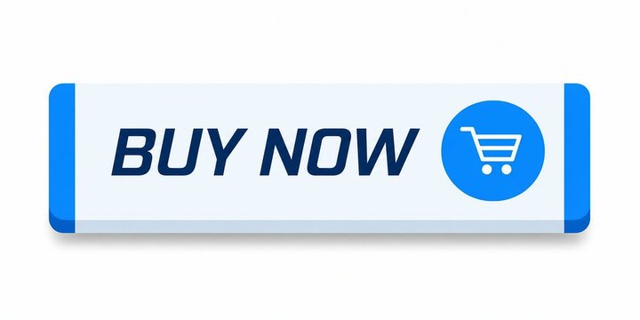 Blue shopping cart buy now button with modern design