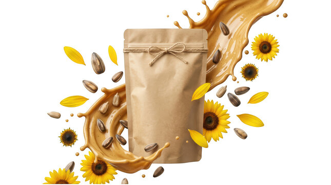 Natural sunflower seed butter packaging mockup isolated on transparent background