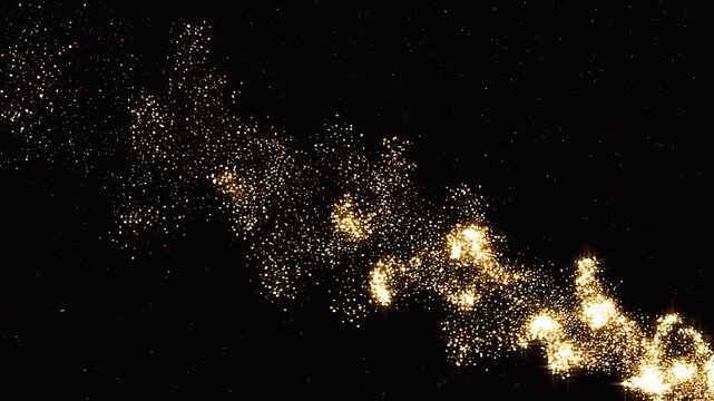 Animaci&oacute;n m&aacute;gica de una brillante estrella fugaz dorada con estela de part&iacute;culas y destellos luminosos cruzando un fondo espacial oscuro.