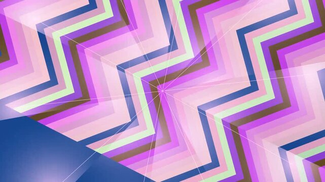 Abstract neon chevron pattern looping seamlessly in vibrant futuristic motion graphics background