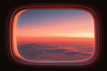 Fototapeta premium Beautiful Sunset Sky and Clouds from Airplane Window