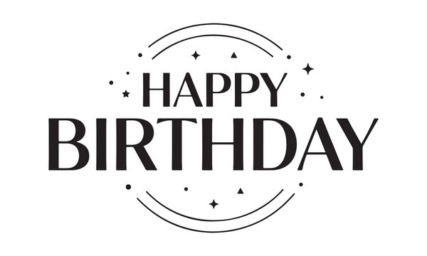 Happy Birthday Hand Drawn Lettering Quote Vector Illustration with Decorative Stars