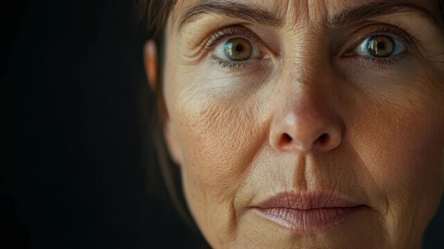 Extreme Close-up Portrait of an Elderly Woman with Wrinkles