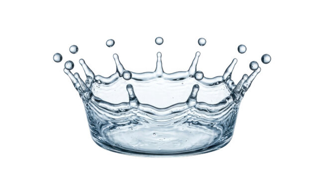 Water splash crown shape isolated on transparent background.