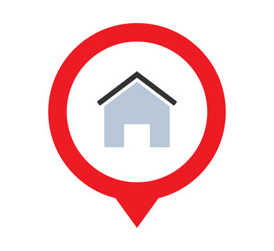 Red circular home location marker with house symbol for property navigation PNG with transparent background