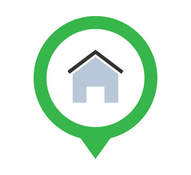 Green circular home location marker with house symbol for residential property navigation PNG with transparent background