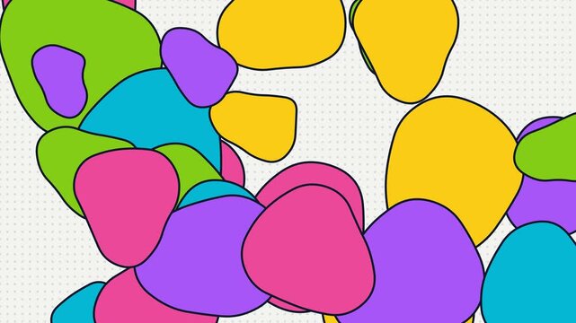 Colorful amorphous blobs shifting and dancing in a fluid motion loop background animation for modern vibrant digital video creative project