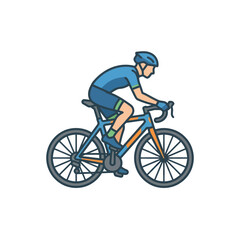 Fototapeta premium Cyclist in Blue Outfit Riding Bicycle