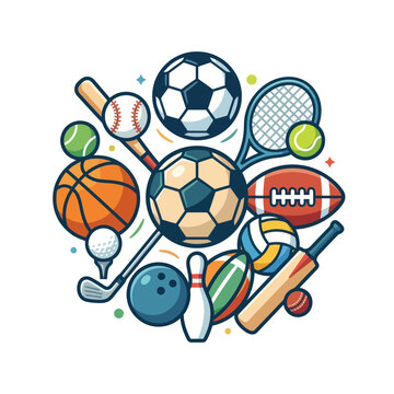 Diverse Sports Equipment Collection - Balls, Bats, Racquets & More