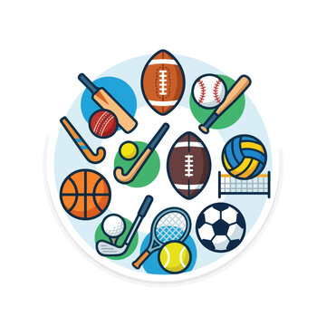 Diverse Sports Equipment Collection - Flat Design Icons, Healthy Lifestyle
