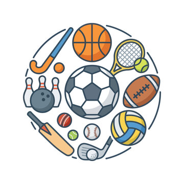 Diverse Sports Equipment Collection - Healthy Lifestyle Concept