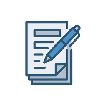 Document Icon with Pen, Writing, Signing, Paperwork, and Agreement Concepts