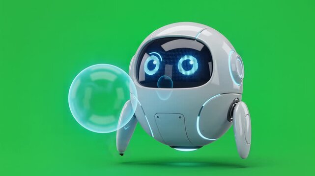 3d emoji set with small white spherical robot making various faces