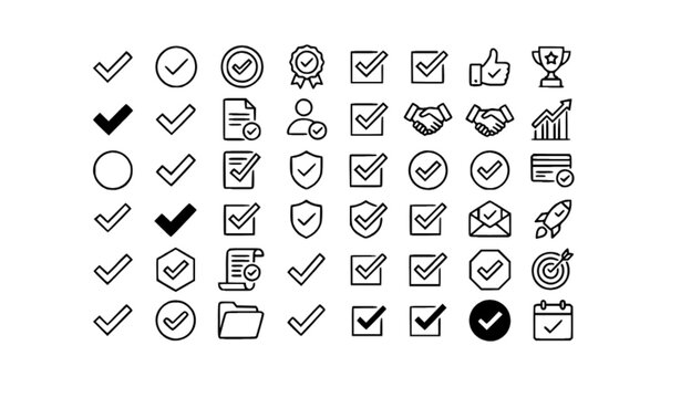 Check Mark Icon Set &ndash; Modern Outline Vector Collection