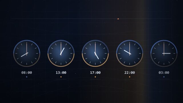 World Clock Timezones Glass Panel Seamless Loop