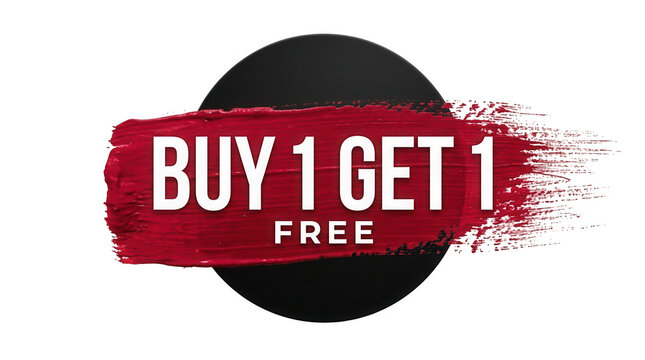 Buy 1 get 1 free promotional graphic isolated on transparent background