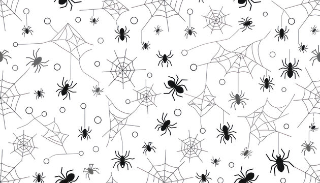 Hand drawn spider web pattern, black ink cobweb illustration, Halloween spooky background texture for packaging and textiles isolated PNG with Transparent Background