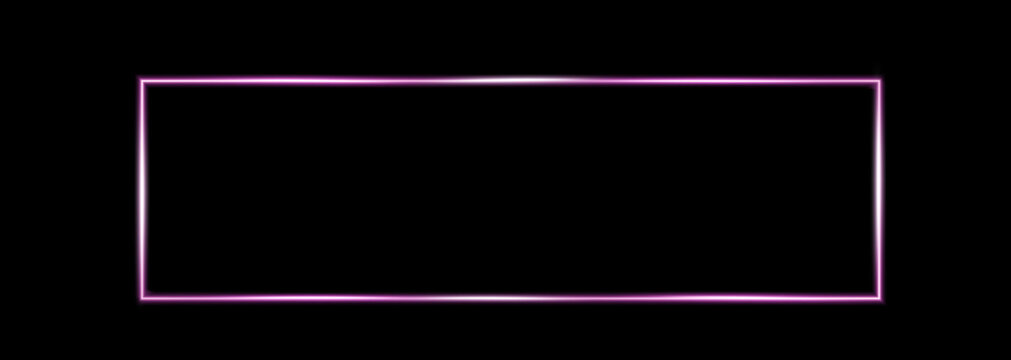 Thin neon pink rectangle frame on black background minimal glowing geometric line border design elemen