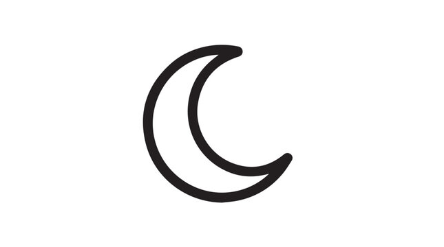 Minimalist black crescent moon icon representing culture and religious symbolism.