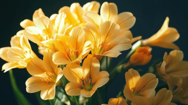 Close-up of blooming yellow and orange crocus flowers