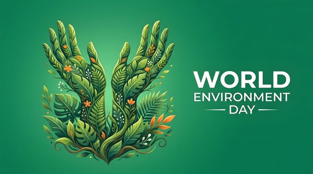 Hands cradling a lush forest representing world environment day conservation efforts