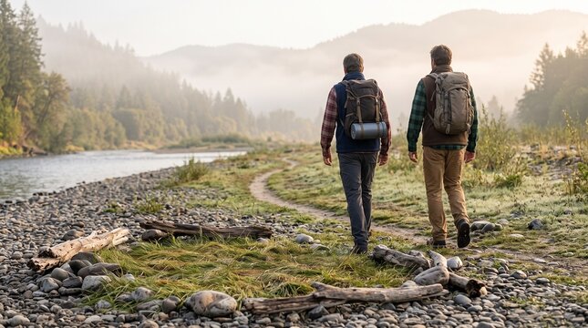 Hikers leave a restored riverside campsite