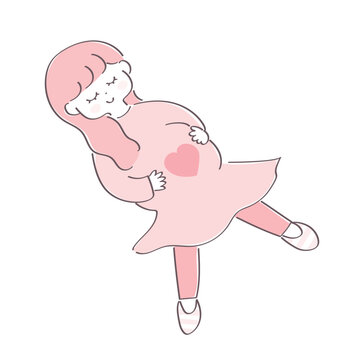 妊娠している幸せな女性のイメージイラスト