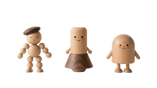 Charming wooden toy figures designed for imaginative play and creative decoration in any child's room