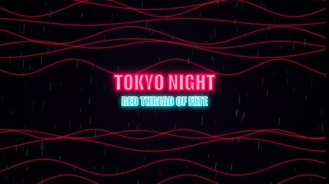 Tokyo night red thread of fate motion graphics background featuring glowing crimson waves and floating digital light particles video footage