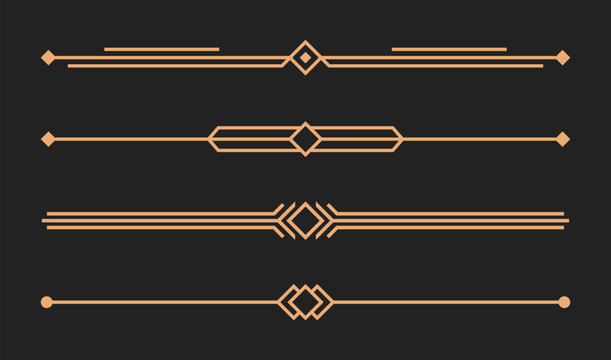 Geometric decorative divider set. Elegant ornamental line separators. Minimal luxury border elements. Modern geometric accent design.