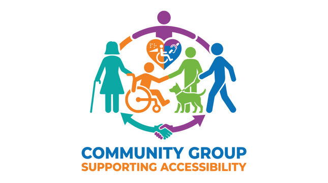 Community group supporting accessibility logo icon design.