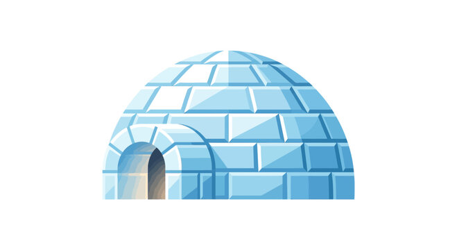 Traditional Arctic Igloo Ice House Vector Illustration Isolated on White Background