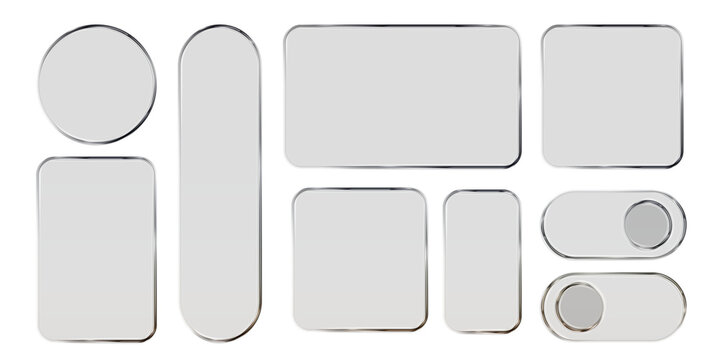 Transparent glass elements with liquid morphism effect for ui design and modern interfaces. Rounded rectangles, circles and buttons with frosted blur overlay Glassmorphism components for web or app
