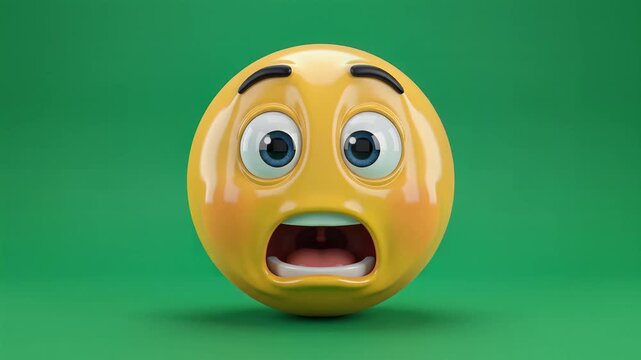 Animated 3d emoji set with happy and shocked expressions on green